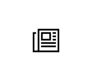 Icono de periódico con un rectángulo contorneado con líneas en el centro que representan texto.
